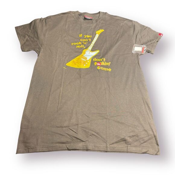 Quiksilver Guitar Graphic T-Shirt Size Large Brown Shirt Retro 100% Cotton Skate - Picture 1 of 4